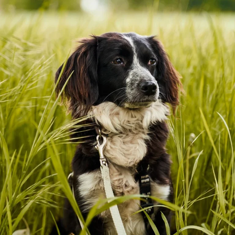 Ein Hund im Feld.